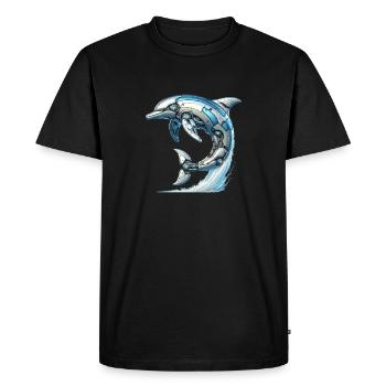 Robot Dauphin, Robot Dauphin - T-shirt Premium bio Homme - noir - Devant - Nico (187cm)