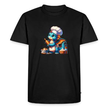 Dragon Boulanger, Dragon Confiseur, Dragon De Cuisson - T-shirt Premium bio Homme - noir - Devant - Nico (187cm)
