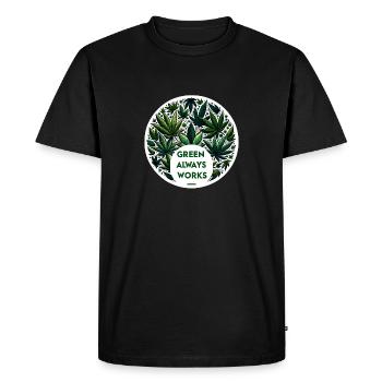 Hemp, Cannabis, Babak, Green Always Works - Men's Premium Organic T-Shirt - black - Front - Nico (187cm)