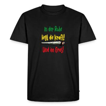 Articulation Dans le silence se trouve la force Et dans l’herbe - T-shirt Premium bio Homme - noir - Devant - Nico (187cm)