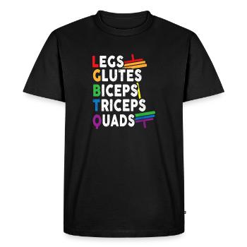 Jambes, Fessiers, Biceps, Triceps, Quadriceps - T-shirt Premium bio Homme - noir - Devant - Nico (187cm)