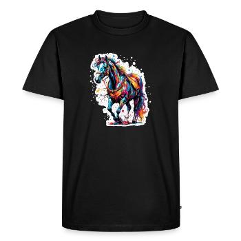 Clown Animal / Cirque / Drôle / Coloré / Spectacle / Cheval - T-shirt Premium bio Homme - noir - Devant - Nico (187cm)