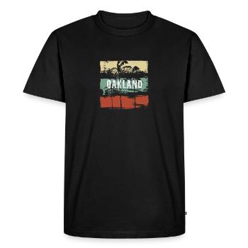 Oakland Californie artistique vacances Souvenir - T-shirt Premium bio Homme - noir - Devant - Nico (187cm)