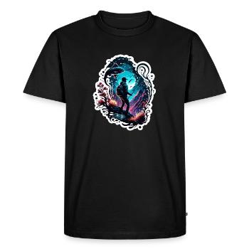 Pêcheur Siluette / Pêche / Poissons / Lac / Sport - T-shirt Premium bio Homme - noir - Devant - Nico (187cm)