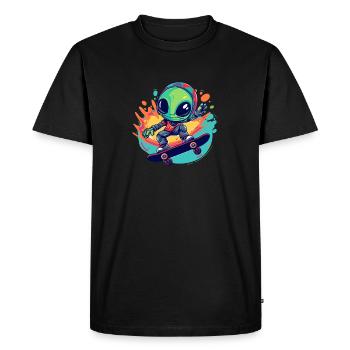 Skater Alien - Men's Premium Organic T-Shirt - black - Front - Nico (187cm)