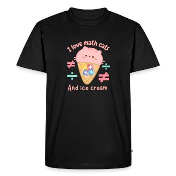 I love math cats and icecream - Men's Premium Organic T-Shirt - black - Front - Nico (187cm)