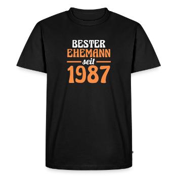 Valentine's Day Best Husband Since 1987 - Men's Premium Organic T-Shirt - black - Front - Nico (187cm)