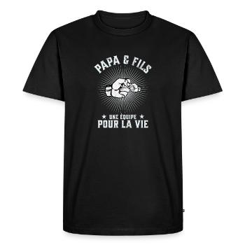 Père Et Fils Une Équipe Pour La Vie Cadeau Drôle - T-shirt Premium bio Homme - noir - Devant - Nico (187cm)