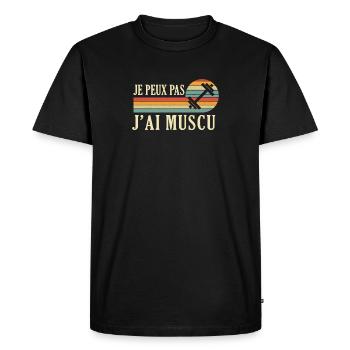 J'Peux Pas J'ai Muscu Musculation Bodybuilding gym - T-shirt Premium bio Homme - noir - Devant - Nico (187cm)
