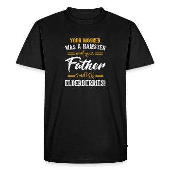 Ta mère était un hamster que ton père sentait - T-shirt Premium bio Homme - noir - Devant - Nico (187cm)