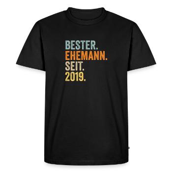 Valentine's Day Best Husband Since 2019 - Men's Premium Organic T-Shirt - black - Front - Nico (187cm)