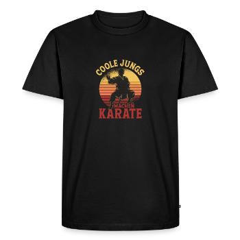 Des gars cool qui s’entraînent aux arts martiaux de karaté - T-shirt Premium bio Homme - noir - Devant - Nico (187cm)