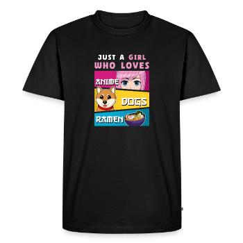 Juste une fille qui aime les ramen de chiens d’anime - T-shirt Premium bio Homme - noir - Devant - Nico (187cm)
