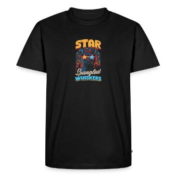 4 juillet Moustaches pailletées en étoile de chat - T-shirt Premium bio Homme - noir - Devant - Nico (187cm)