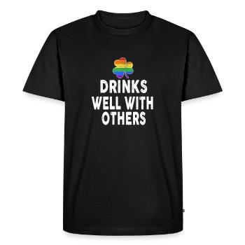 Drinks Well With Others LGBT Gay St Patricks Day - Men's Premium Organic T-Shirt - black - Front - Nico (187cm)