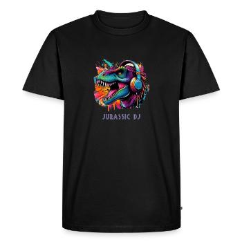 DJ - T-Rex - Dinosaur - Men's Premium Organic T-Shirt - black - Front - Nico (187cm)