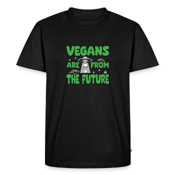Vegans Are From The Future Alien UFO - Men's Premium Organic T-Shirt - black - Front - Nico (187cm)