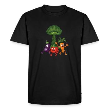 Funny Vegetable Cartoon Explosion - Men's Premium Organic T-Shirt - black - Front - Nico (187cm)