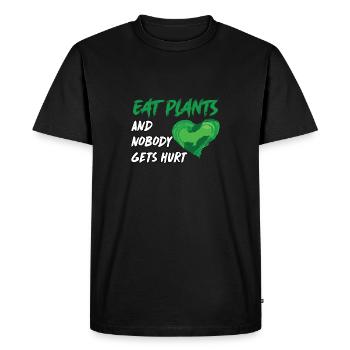 Eat plants and no one gets hurt - Men's Premium Organic T-Shirt - black - Front - Nico (187cm)