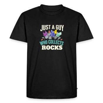 Just A Guy Who Collects Rocks - Geode Hunter - Men's Premium Organic T-Shirt - black - Front - Nico (187cm)