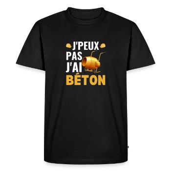 J'Peux Pas J'Ai Béton Camion Toupie Ciment Ouvrier - T-shirt Premium bio Homme - noir - Devant - Nico (187cm)