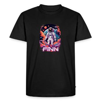 FINN - Beautiful boy name with cool astronaut - Men's Premium Organic T-Shirt - black - Front - Nico (187cm)