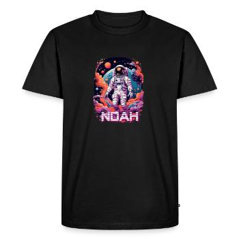 NOAH - Beau prénom de garçon avec astronaute cool - T-shirt Premium bio Homme - noir - Devant - Nico (187cm)