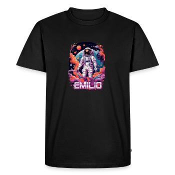 EMILIO - Beau prénom de garçon avec astronaute cool - T-shirt Premium bio Homme - noir - Devant - Nico (187cm)