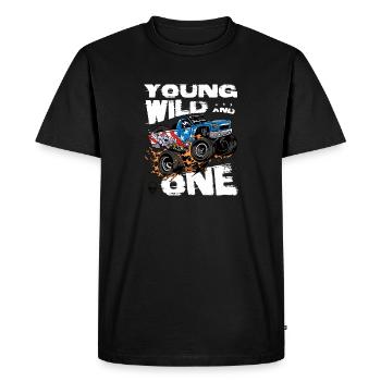 Camion monstre jeune, sauvage et garçon d’anniversaire 1er - T-shirt Premium bio Homme - noir - Devant - Nico (187cm)