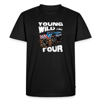 Monster Truck jeune, sauvage et garçon d’anniversaire de 4 ans - T-shirt Premium bio Homme - noir - Devant - Nico (187cm)