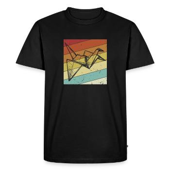 Hibou Grue en Papier Origami Rétro - T-shirt Premium bio Homme - noir - Devant - Nico (187cm)