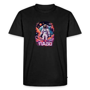 TIAGO - Beautiful boy name with cool astronaut - Men's Premium Organic T-Shirt - black - Front - Nico (187cm)