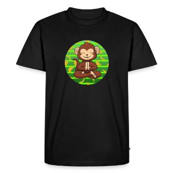 Yoga Monkey Zoo Om Meditating - Men's Premium Organic T-Shirt - black - Front - Nico (187cm)