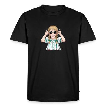 Fille cool avec des lunettes de soleil et des nattes dans le - T-shirt Premium bio Homme - noir - Devant - Nico (187cm)