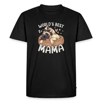 World's Best Mama Sleeping Pug Mother Puppy - Men's Premium Organic T-Shirt - black - Front - Nico (187cm)