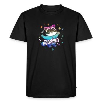 DAMIEN - Beautiful boy name with cute raccoon - Men's Premium Organic T-Shirt - black - Front - Nico (187cm)
