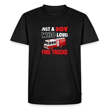 Camion de pompiers Pompiers Profession Pompier - T-shirt Premium bio Homme - noir - Devant - Nico (187cm)