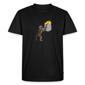Singe Babouin Atteignant Banane Dans Fausse Poche - T-shirt Premium bio Homme - noir - Devant - Nico (187cm)