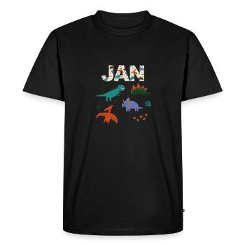 JAN - Beautiful boy name with dinosaur - Men's Premium Organic T-Shirt - black - Front - Nico (187cm)
