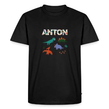 ANTON - Beau prénom de garçon avec dinosaure - T-shirt Premium bio Homme - noir - Devant - Nico (187cm)