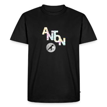 ANTON - Beau prénom de garçon avec dinosaure - T-shirt Premium bio Homme - noir - Devant - Nico (187cm)