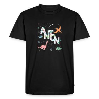 ANTON - Beau prénom de garçon avec dinosaure - T-shirt Premium bio Homme - noir - Devant - Nico (187cm)