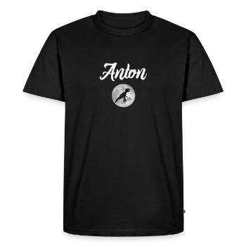 ANTON - Beau prénom de garçon avec dinosaure - T-shirt Premium bio Homme - noir - Devant - Nico (187cm)