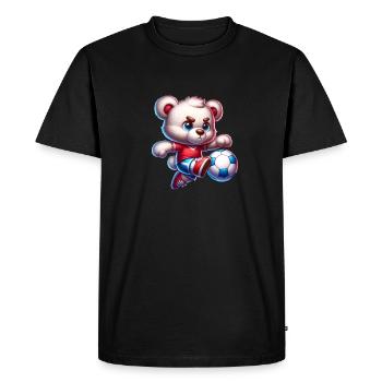Cute Teddy Bear Playing Soccer Comic Character Kids - Men's Premium Organic T-Shirt - black - Front - Nico (187cm)
