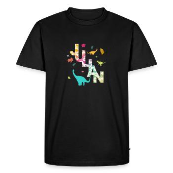 JULIAN - Beau prénom de garçon avec dinosaure - T-shirt Premium bio Homme - noir - Devant - Nico (187cm)