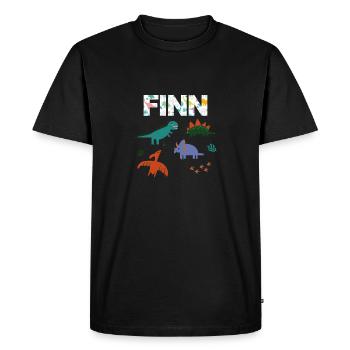 FINN - Beautiful boy name with dinosaur - Men's Premium Organic T-Shirt - black - Front - Nico (187cm)