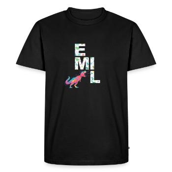 EMIL - Beau prénom de garçon avec dinosaure - T-shirt Premium bio Homme - noir - Devant - Nico (187cm)