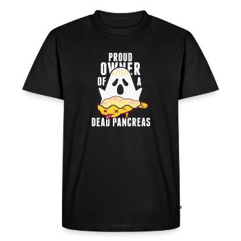 Proud Owner of a Dead and Useless Pancreas - Men's Premium Organic T-Shirt - black - Front - Nico (187cm)