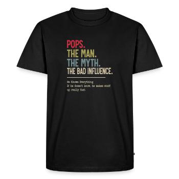 Pops L’homme Le mythe La mauvaise influence - T-shirt Premium bio Homme - noir - Devant - Nico (187cm)
