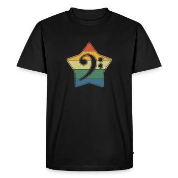 Clé de Fa Note de Musique Rétro Vintage Star - T-shirt Premium bio Homme - noir - Devant - Nico (187cm)